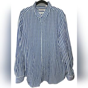 Nick Graham Everywhere Stretch Modern‎ Fit Blue Plaid Long Sleeve Shirt Size 2XL